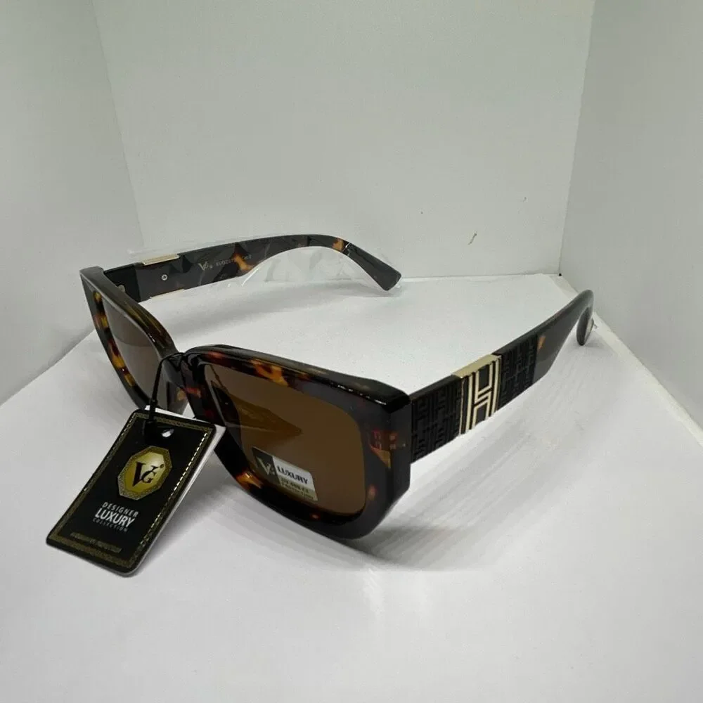 VG Tortoise Designer Luxury Square Sunglasses NWT UV400 Protection